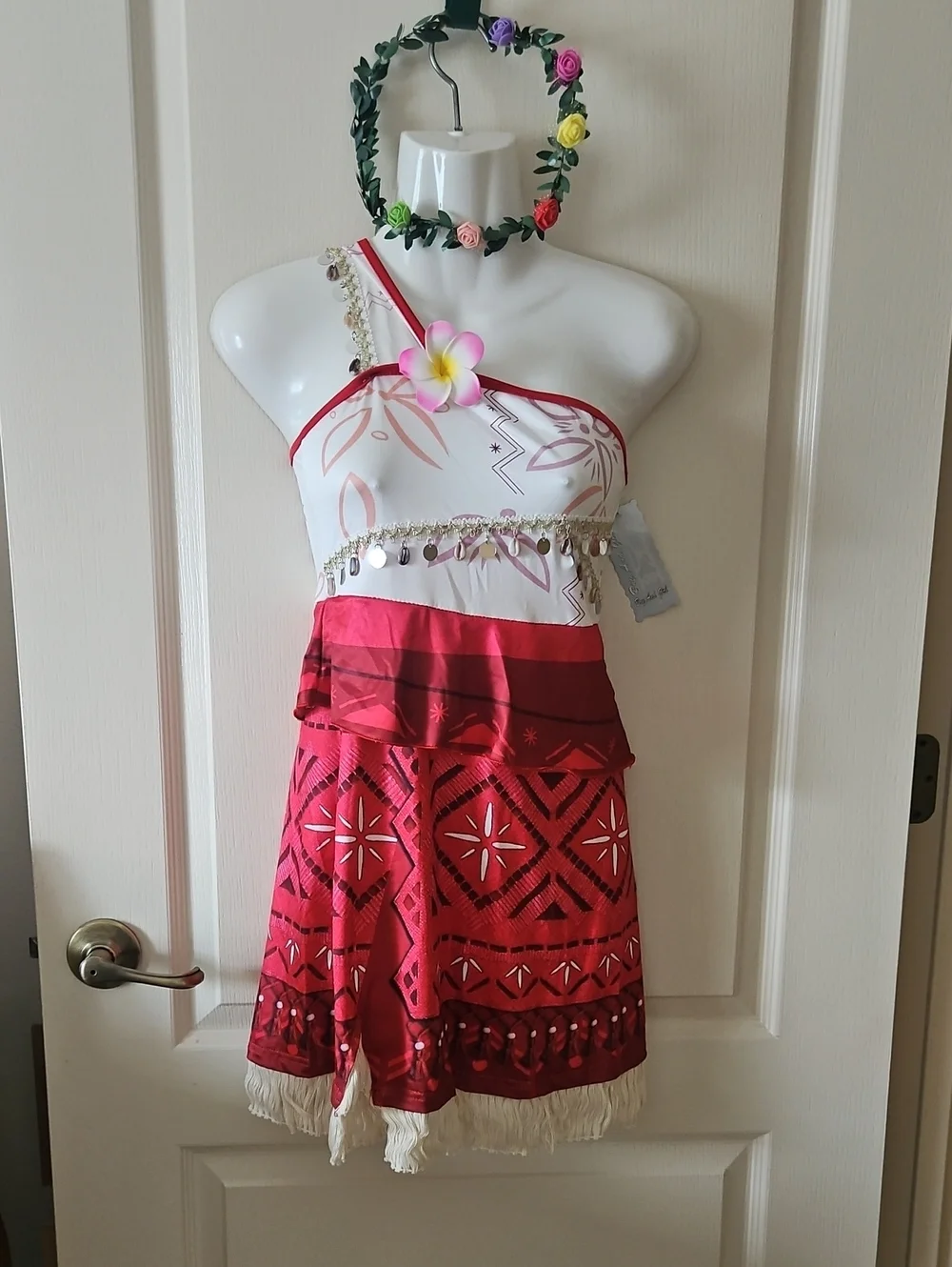 Halloween Costume Kids Moana  Disney Girl Or Boy Size 8/10 Red White